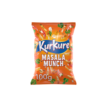 Kurkure Masala Munch 100g – Crispy, Spicy & Flavorful Indian Snack.